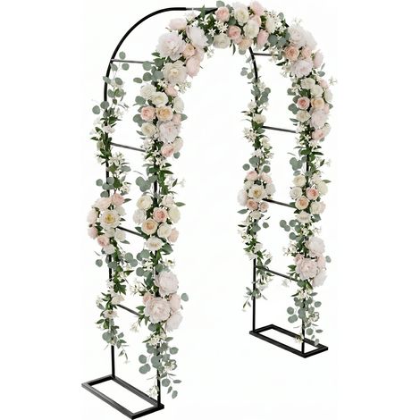 Kiros - Arco Floreale Da Giardino con Base Lunghezza e Altezza Regolabili Supporto per piante in Metallo Nero (1/5)