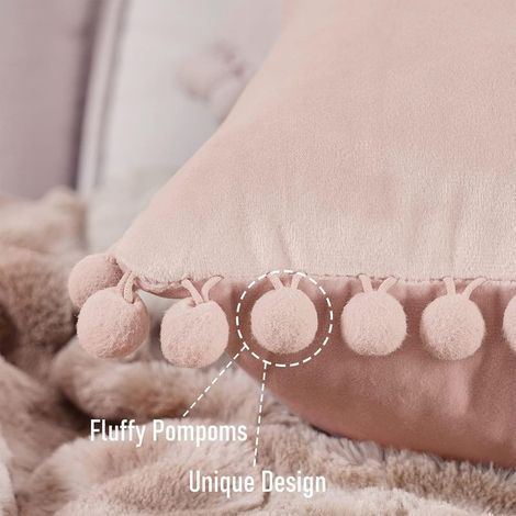 Lot de 2 Housse Coussin Decoration Salon Noël Moderne pour Coussin Canape et Fauteuil De Bureau Carré en Velours Doux de Double Face( 30x50,Rose Poudré ) (1/4)