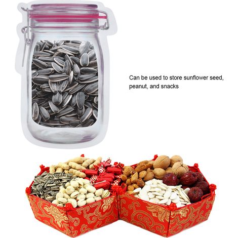 Sac de rangement étanche transparent à motif bouteille, polyvalent et nomade pour en-cas (Rouge, taille M) (1/5)