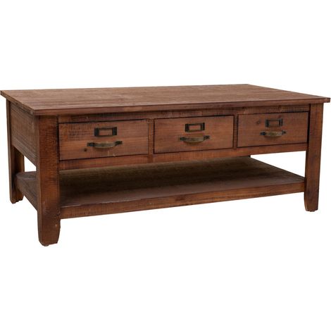 Mesa de centro de madera marrón 120x66x48
