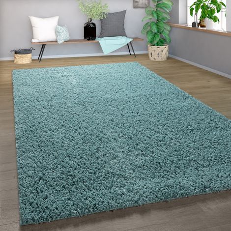 Paco Home Shaggy Teppich Hochflor Langflor Hochwertig Hohe Fadendichte Uni Pastell Türkis 120x170 cm