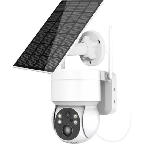 Telecamera di sicurezza per esterni, telecamera solare HD wireless, telecamera IP PTZ con pannello solare e batteria ricaricabile, telecamera di videosorveglianza CCTV da 4 MP per casa, vialetto, corr