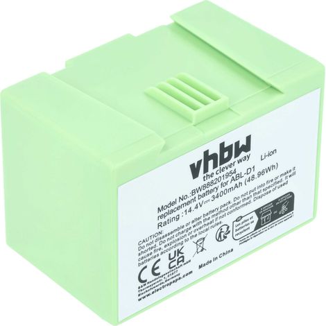 Vhbw – Batterie Li-ion 3400mAh 14,4V pour iRobot Roomba e515840, e515440, e515240, e5154, e5158 – Autonomie prolongée – Compatible chargeurs standards