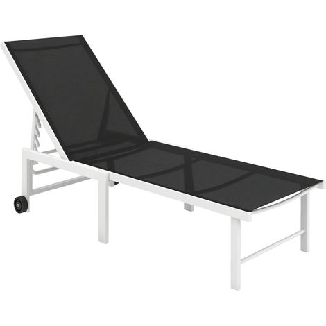 Verstellbarer Garten-Sitzsack mit Rollen, 5-fach verstellbarer Rückenlehne und Stahlrahmen, 166 x 60 x 84 cm, Grau