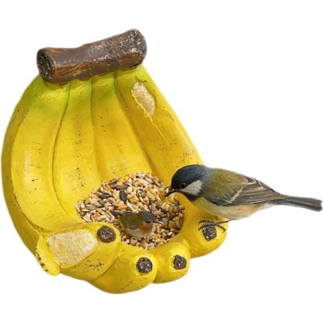 Mangeoire à oiseaux en forme de banane, un objet décoratif pour la campagne ou le jardin. Dimensions : 12,5 × 9,5 × 10 cm (1/5)