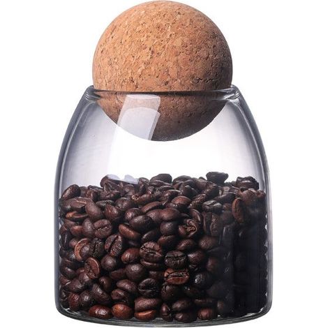Bocaux de Stockage en Verre, Bocal Hermetique, Pot en Verre Borosilicaté, Bocaux Epices, Avec Bouchon en Liège, pour Épices, Sucre, Café, Biscuits, Bonbons (550ml) (1/5)