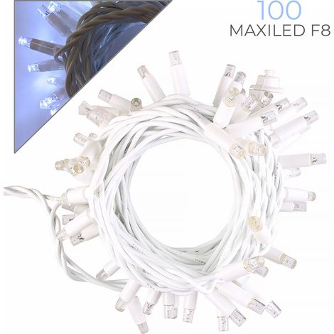 CATENA LUMINOSA 100 MAXI-LED CAVO BIANCO PROLUNGABILE CON LUCE BIANCA FISSA E INTERMITTENTE - PER DECORAZIONI EFFETTO CIELO STELLATO (1/7)