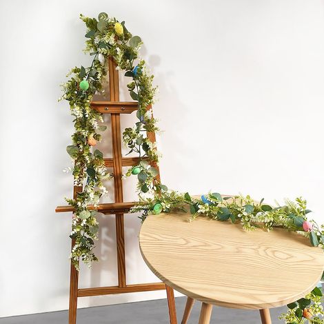 Guirlande En Rotin De Paques - 274 Cm - Avec 10 Oeufs En Mousse Pre-Montes - Decoration Porte Fenetre Cheminee Porche Couvert - 1 Unite (1/5)