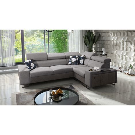 Luxuriöses Ecksofa mit Schlaffunktion MELODY II, Tauro/Freya Graphit/Dunkelgrau Rechts (1/5)