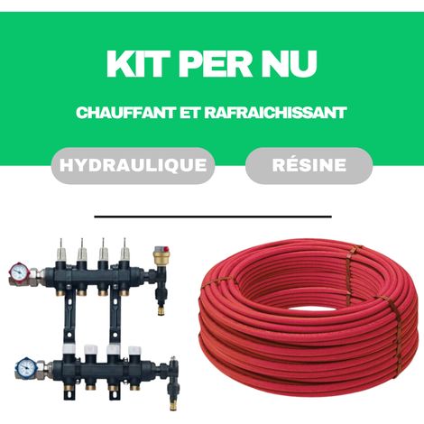 Kit plancher chauffant hydraulique 30 m² collecteur résine - tube PER Nu