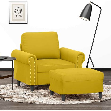 Sessel mit Hocker Gelb 60 cm Samt (1/5)