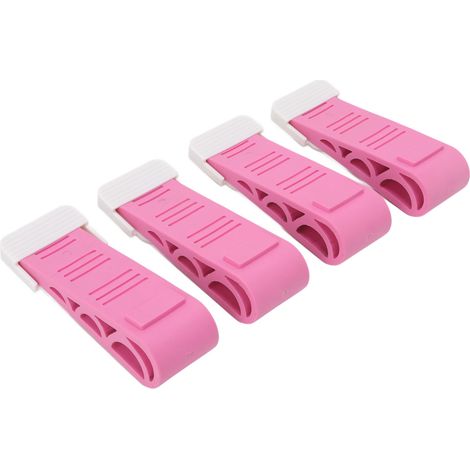 Lot de 4 butées de porte roses en caoutchouc, cales de sécurité pour le bas de porte, à placer au sol. (1/5)