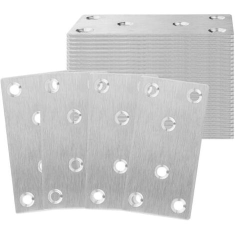 ASelected 20pcs Plaque Perforée Plaque Équerre pour Fixation en Inox 80 x 40 x 2 mm, Plaques Fixation Équerre pour Rejoint la Fixation et Réparation Meubles, Argent (1/4)