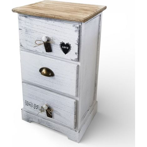 Mobile mobiletto bianco in legno con 3 cassetti 35x28xH56 cm