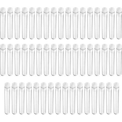 50 pièces Tubes à Essai en Plastique, Tubes à Essai pour Echantillons en Plastique, Tubes Cadeaux avec Bouchons, Tubes à Essai Vides, 12 x 100mm, Tubes à Essai en Plastique Transparent de 8 ml (1/4)