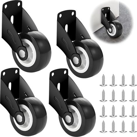 Lot de 4 roulettes de portail, roulette de portail, roue de porte coulissante, roue stabilisatrice anti-affaissement, roulettes montées latéralement, noires (1/5)