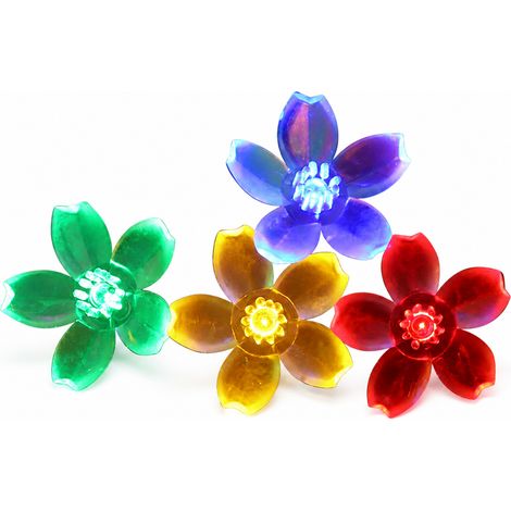 Guirlande Solaire LED Fleurs Blanches Extérieur, Étanche, 300 LED, Télécommande et Recharge USB (1/5)