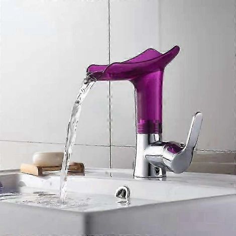 Lavabo en cuivre avec robinet cascade eau chaude/eau froide pour salle de bain, meuble vasque, robinet d'évier (1/5)