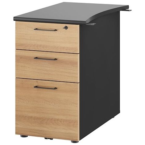 Caisson hauteur de bureau 3 tiroirs chêne profondeur 80 cm - Jazz (1/3)