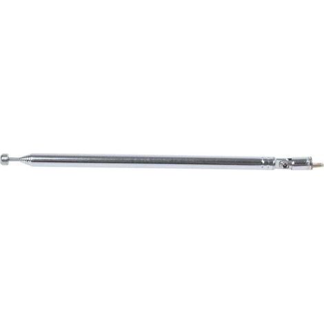 Antenna radio AM/FM telescopica, 7 sezioni, metallo argentato, lunghezza 75 cm (1/4)