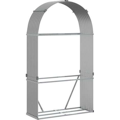 Maison Exclusive - Leñero de acero galvanizado gris claro 120x45x