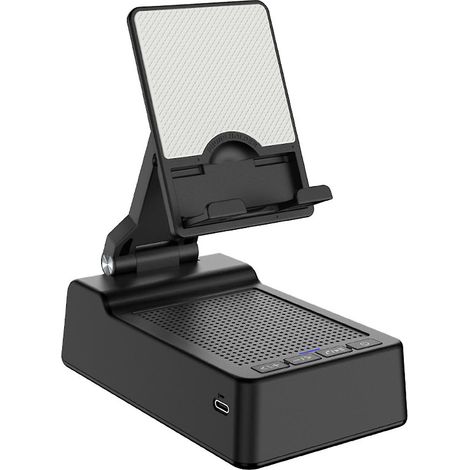 Support de téléphone à angle réglable, réglable pour la conduite, gain de place, alimentation USB, pliable, en silicone, plastique ABS, pour bureau (1/5)