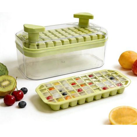 Eiswürfelform mit Druckfunktion – 100 Eiswürfel – 2 Etagen – Mit Aufbewahrungsschale – BPA-frei – Für Whisky, Kaffee und Cocktails (1/5)