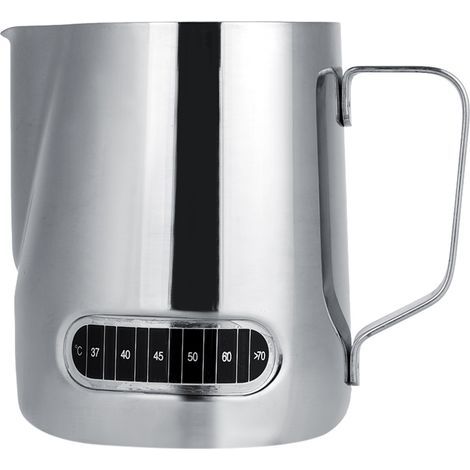 Tasse à Vapeur de Lait, Pichet à Mousse de Lait Expresso, Tasse à Mousseur 600 Ml, Pichet à Mousse de Lait en Acier Inoxydable avec Polissage Miroir pour Lait, Expresso, café (1/5)