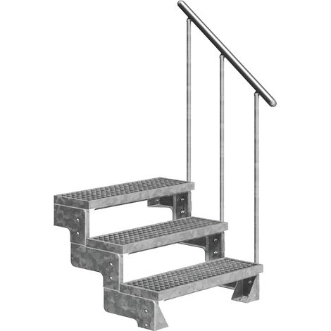 Dolle Außentreppe Gardentop 54-66cm Geschosshöhe mit Gitterrost 100cm breit mit Geländer