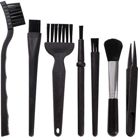 7 Pièces Brosses de Clavier en Nylon Kit, Pinceaux Antistatiques, Nettoyage Ordinateur Pinceaux de Dépoussiérage Kit, pour PC, Sol Conducteur, Carte de Circuit Imprimé, Cartes Mères (1/5)
