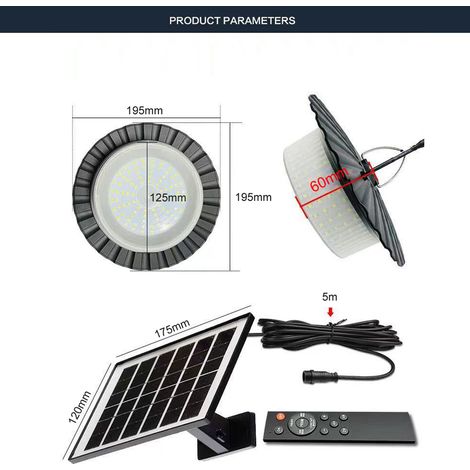 Lampada solare a LED impermeabile da appendere, con 5 modalità, sensore di movimento, timer e telecomando, ideale per interni ed esterni, giardino, terrazzo e campeggio. (1/5)