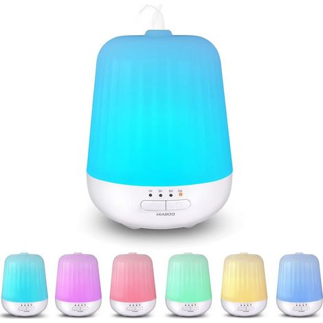 QAZQA Diffuseur d'Huiles Essentielles 130ml, Ultrasonique Diffuseur Aromathérapie Electrique avec 7 Couleurs Lumières LED, Arrêt Automatique sans Eau,pour la Maison,Chambre,Yoga (1/5)