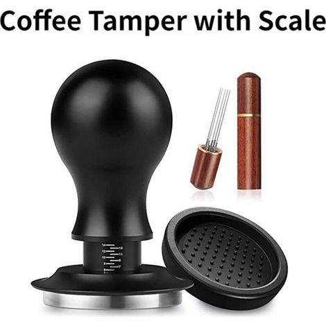 Pestello per caffè espresso da 58 mm con ago per pressatura della polvere, tamponi in acciaio inox con dispenser graduato per caffè.