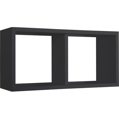 Mensola Rettangolare 2 Scomparti da Parete 70x30x23,7 cm in Fibra di Legno Morgana Maxi Nero (1/5)