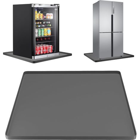 Tapis de réfrigérateur, 60 x 60 cm, en silicone, antibactérien, avec bord surélevé, bac d'égouttement réutilisable, pour réfrigérateur, machine à laver, armoire à vin (1/5)