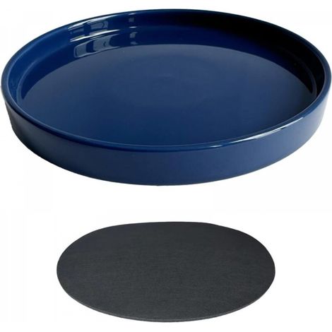 Pot de fleurs en céramique bleu de 25 cm de diamètre extérieur, adapté aux bacs à fleurs d'intérieur et d'extérieur, 1 pièce (1/5)