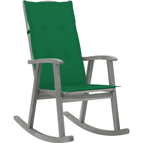 vidaXL Silla mecedora con cojines madera maciza de acacia gris (1/5)