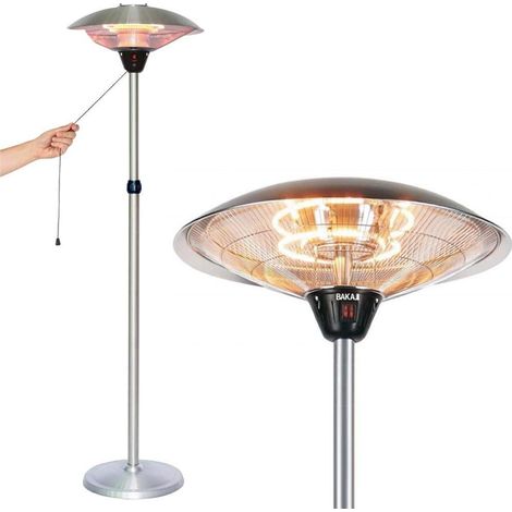 Stufa a Carbonio Patio Lampada Piantana Infrarossi Fungo Esterno 2 Potenze 2000W