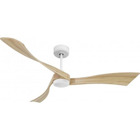Twist, Ventilateur déstratificateur d'air, pales bois clair 166 Cm Moteur blanc mate avec point lumineux LED. (1/2)