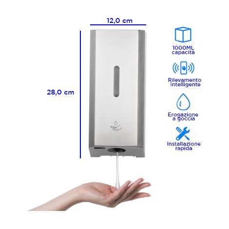 Dispenser automatico a muro, erogazione a goccia - 1 LT