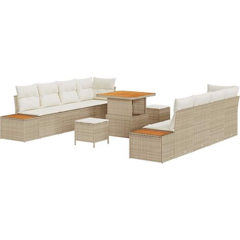 Maison Exclusive - Gartensofa-set 11 stk. 10-Sitzanzahl Beige Pol (1/5)