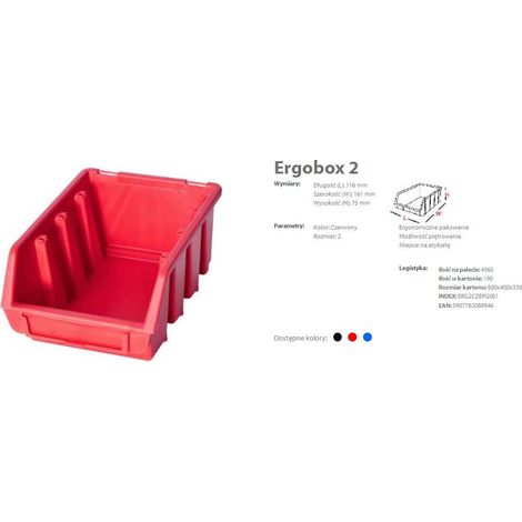 Patrol Group Ergo Caja Nou, cajas apilables, color rojo, modelo ERG2CZEPG001, ideal para almacenamiento eficiente, diseño ergonómico, material resistente (1/2)