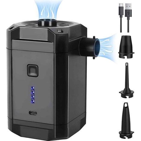 Elektrische Luftpumpe zum Aufpumpen von Luftmatratzen mit Vakuumfunktion – 5200-mAh-Akku, 400 Liter/min – kabellos und wiederaufladbar (1/5)