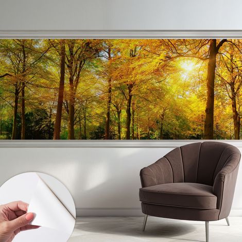 Carta da parati adesiva - lavabile - decorazione murale - per cucina - pellicola decorativa Foglie dorate 250x104 cm (1/5)