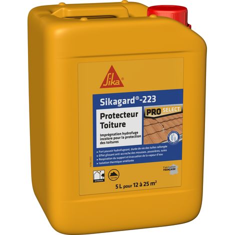 Hydrofuge incolore SIKA Sikagard-223 Protecteur toiture 5L – Fort pouvoir hydrofuge – Limite l'accrochage des mousses et lichens