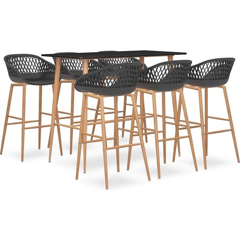 7-tlg. Bar-Set Schwarz und Grau