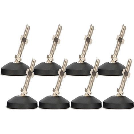 Pair Pied Réglable, Pieds de Nivellement en Acier Inoxydable à Toute épreuve 8 pièces M8 x 30mm Antidérapant Vis de Réglage Angle avec écrou en T pour Meubles