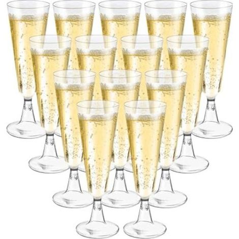 50 Pièces Flûtes à Champagne Transparent, Verres à Champagne en Plastique Élégantes Reutilisables, 160ml Gobelet Verre à Bière Vin Cocktail pour Fêtes, Mariages, Noël (1/5)