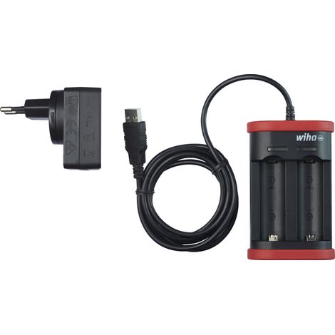 Wiha Caricabatterie per batterie di tipo 18500 ioni di litio con connettore USB e spina Euro (41915)