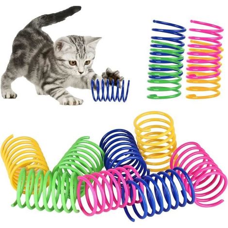 20 Pcs Jouet de Chat à Ressort, Jouets de Chat, Coloré Printemps Jouet de Chat en Plastique, Jouet de Ressorts en Spirale, Ressort (1/4)
